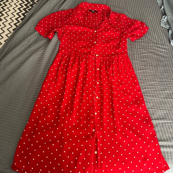 Uniqlo Red Polka Dot Dress with inner - Picture 6 of 7
